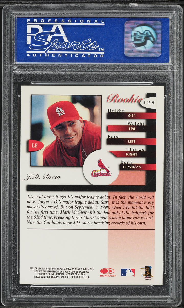 1998 Donruss Signature J.D. Drew ROOKIE #129 PSA 9 MINT