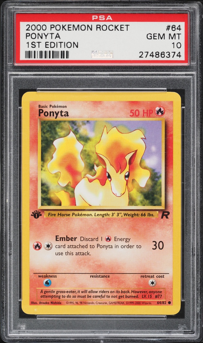2000 Pokemon Team Rocket 1st Edition Ponyta #64 PSA 10 GEM MINT