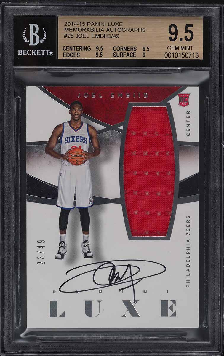 2014 Panini Luxe Memorabilia Joel Embiid ROOKIE PATCH AUTO /49 #25