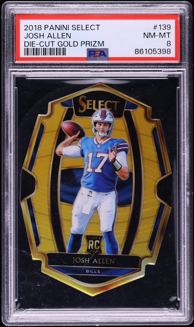 2018 Select Premier Level Gold Prizm Die-Cut Josh Allen ROOKIE /10 #139 PSA 8 NM-MT - Photo 1