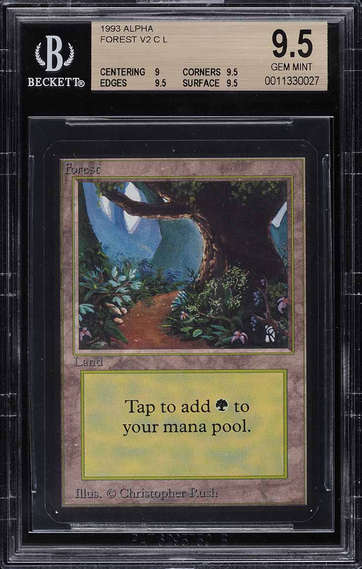 1993 Magic The Gathering MTG Alpha Forest V2 C L BGS 9.5 GEM MINT