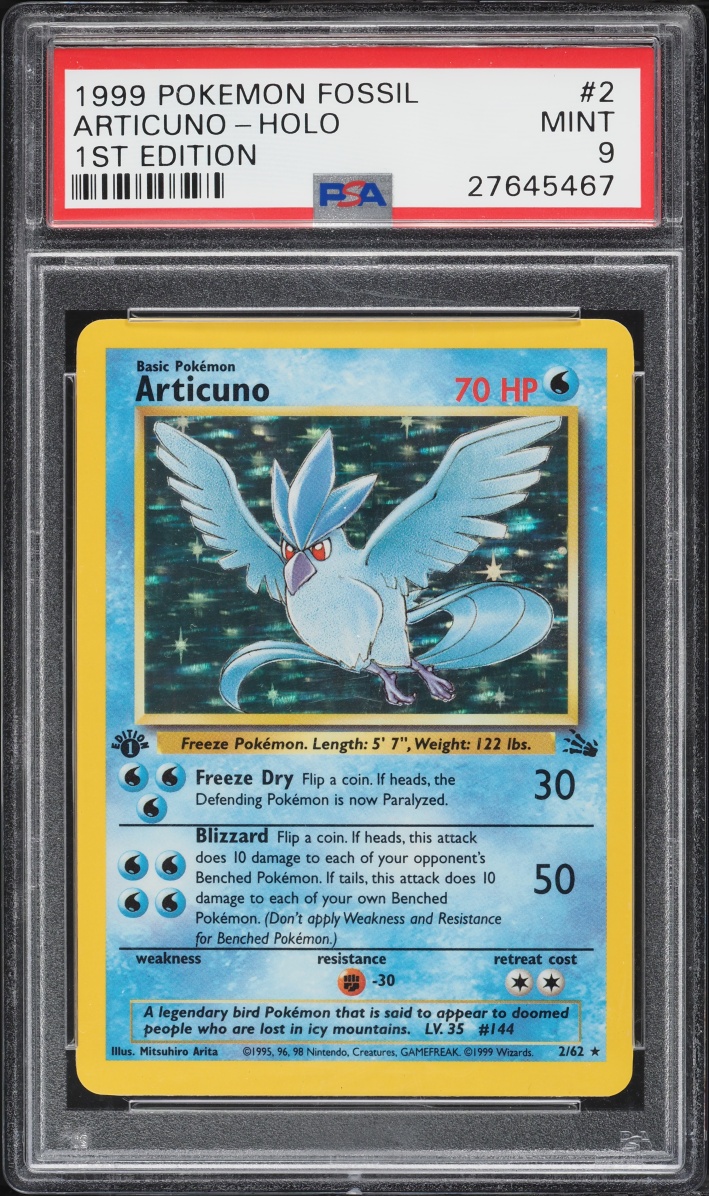 1999 Pokemon Fossil 1st Edition Holo Articuno #2 PSA 9 MINT