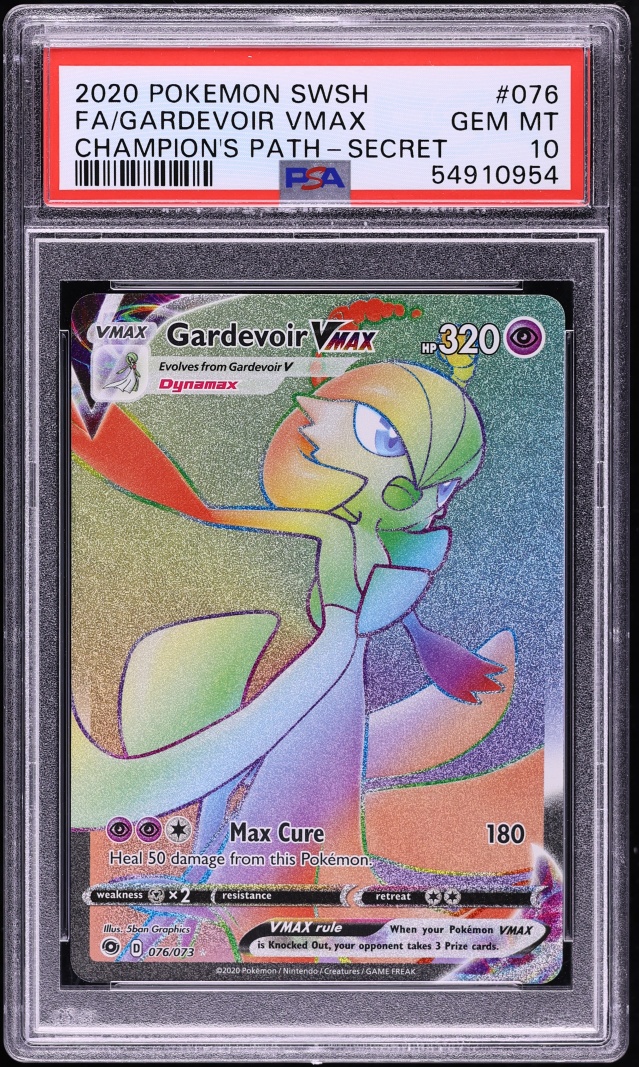 2020 Pokemon Sword & Shield Champion's Path Rainbow Rare Gardevoir VMAX #76 PSA 10 GEM MINT