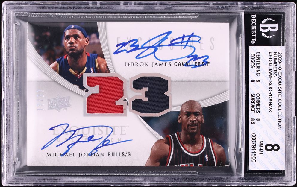 2009 Exquisite Collection Number Pieces Michael Jordan LeBron James PATCH AUTO /23 BGS 8 NM-MT