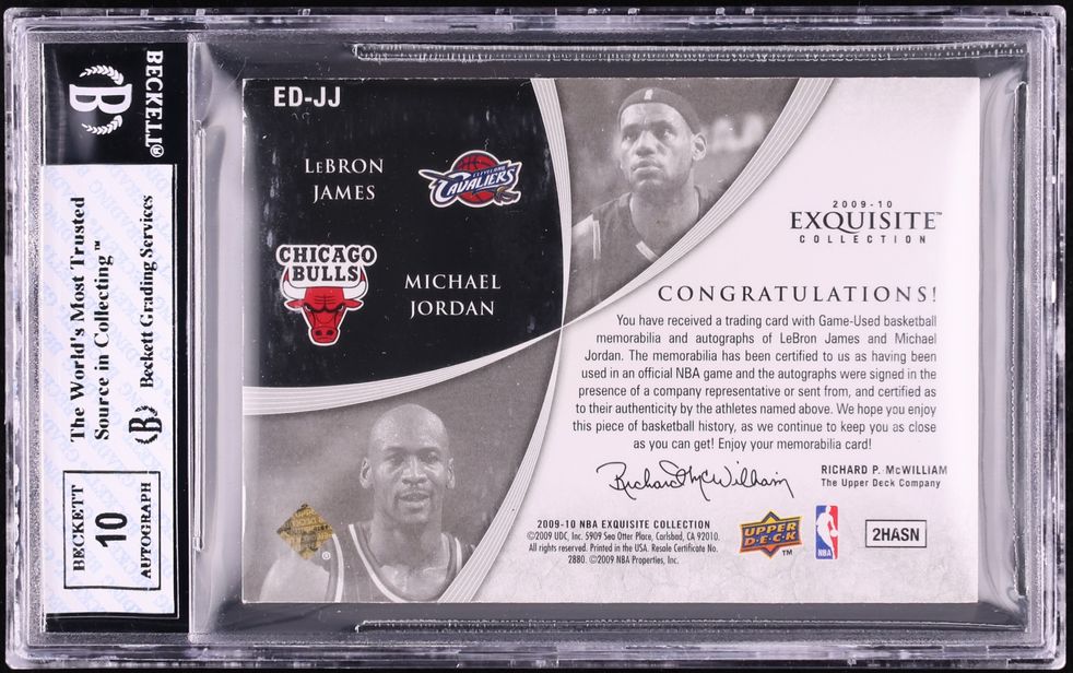 2009 Exquisite Collection Number Pieces Michael Jordan LeBron James PATCH AUTO /23 BGS 8 NM-MT