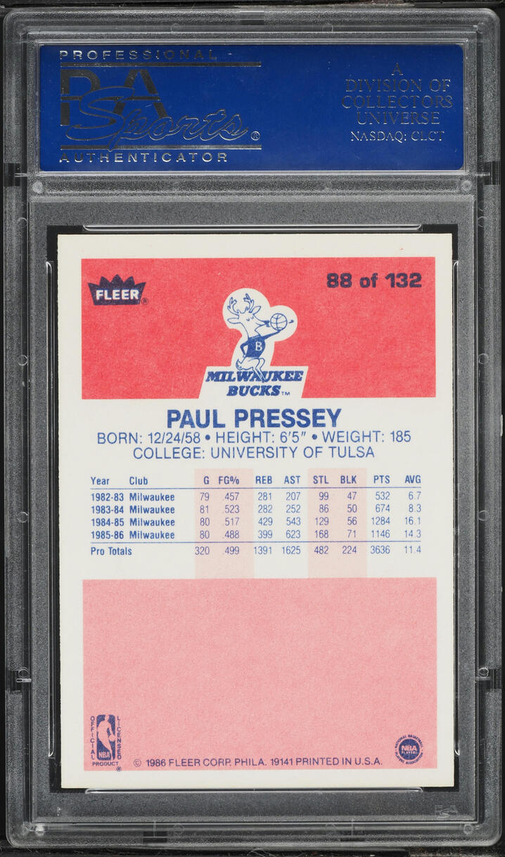 1986 Fleer Basketball Paul Pressey #88 PSA 9 MINT