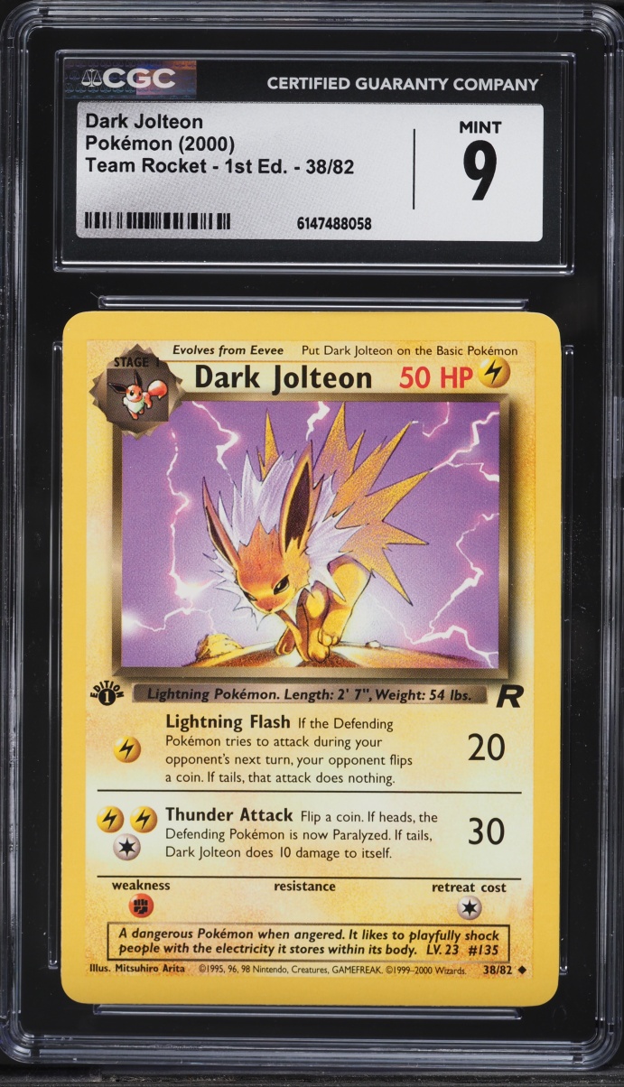 2000 Pokemon Team Rocket 1st Edition Dark Jolteon #38 CGC 9 MINT