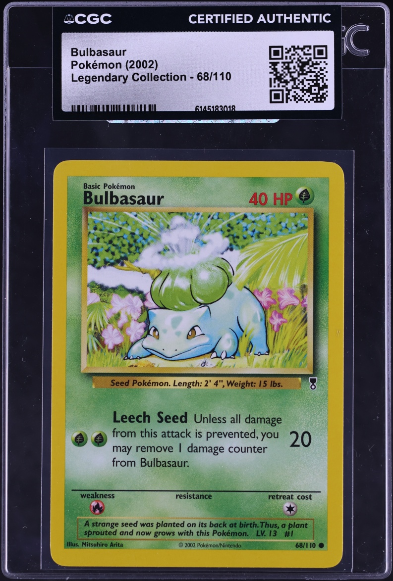 2002 Pokemon Legendary Collection Bulbasaur #68 CGC AUTH