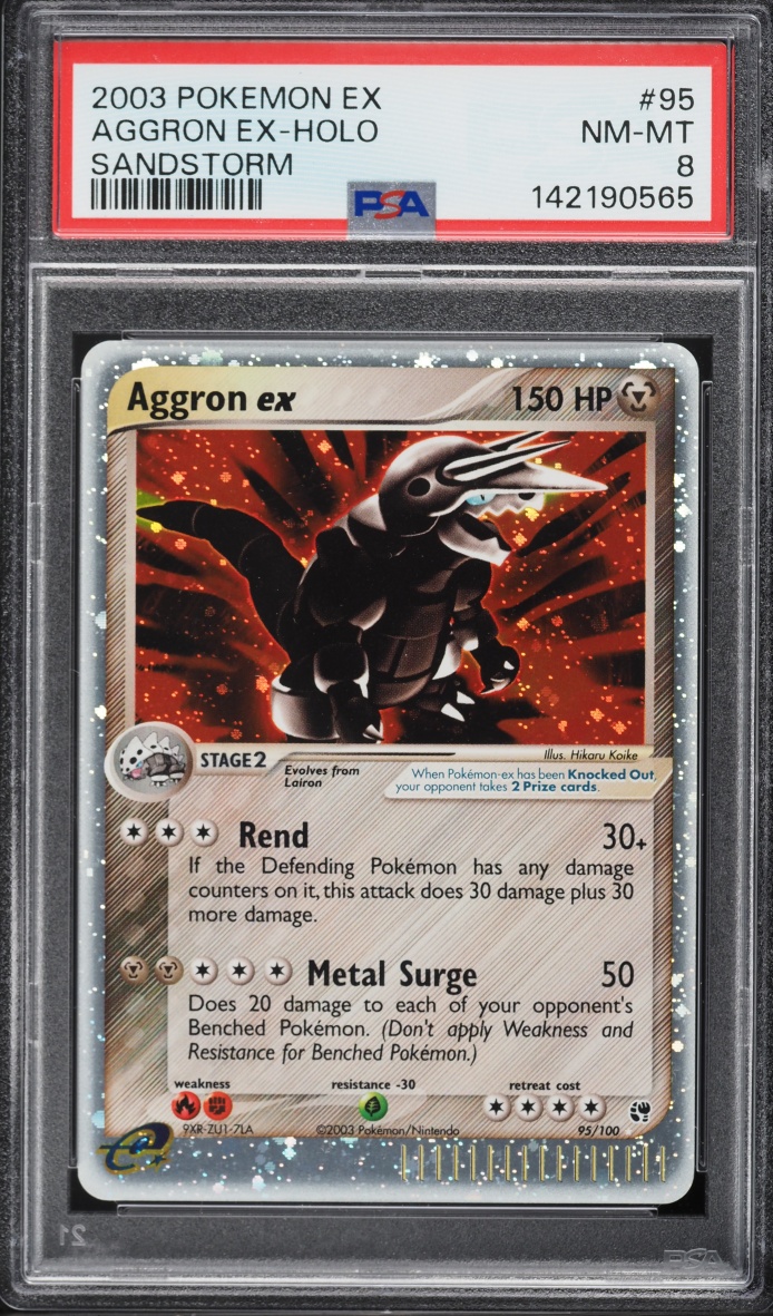 2003 Pokemon EX Sandstorm Holo Aggron Ex #95 PSA 8 NM-MT