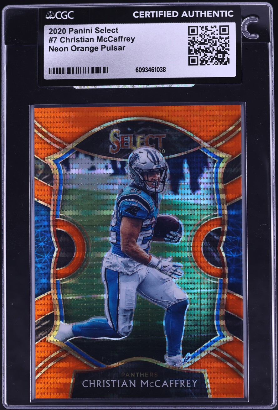 2020 Select Concourse Neon Orange Pulsar Prizm Christian McCaffrey 7/7 #7 CGC AUTH