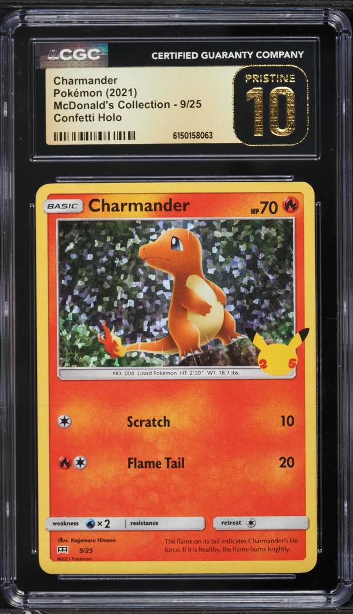 2021 Pokemon Sword & Shield McDonald's Confetti Holo Charmander #9 CGC 10 PRISTINE