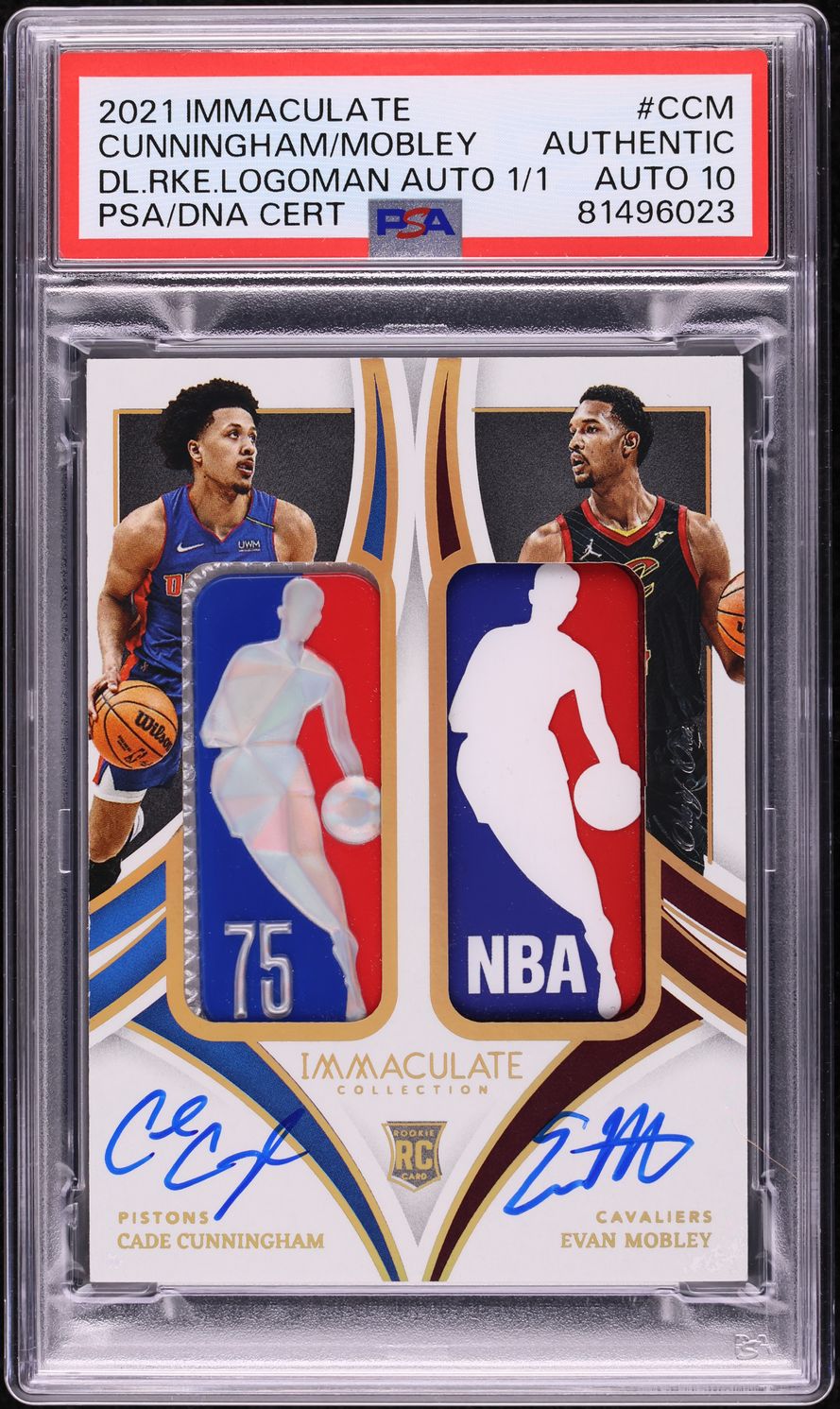 2021 Immaculate Cade Cunningham Evan Mobley RC LOGOMAN PATCH AUTO 1/1 PSA AUTH