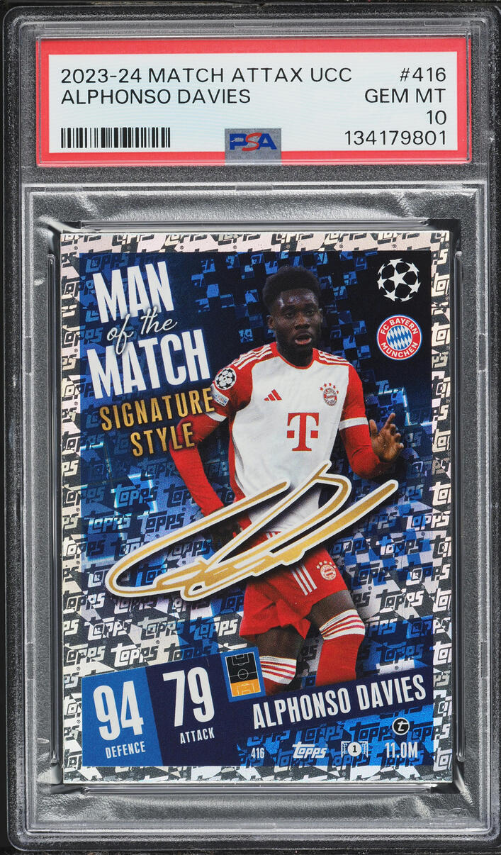 2023 Topps Match Attax UEFA Club Competitions Alphonso Davies #416 PSA 10 GEM MINT