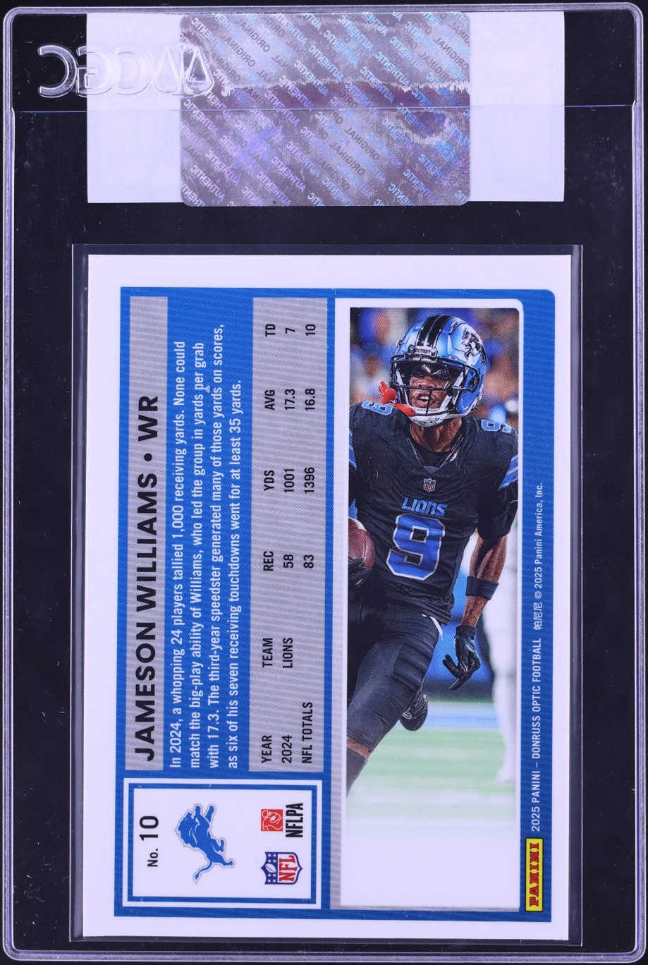 2025 Donruss Optic Jameson Williams #10 CGC AUTH