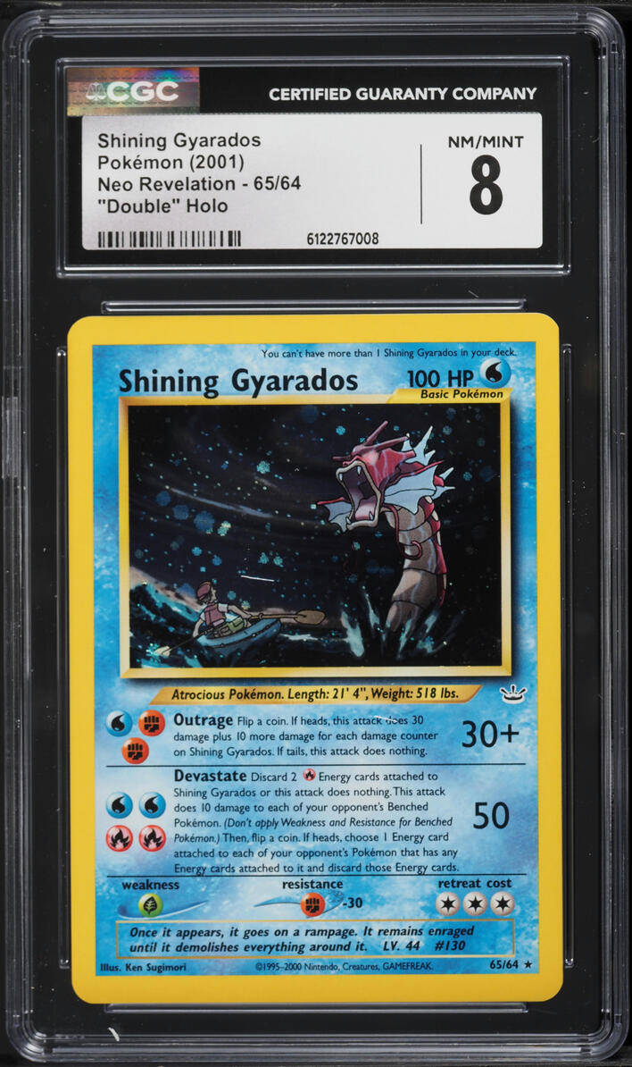 2001 Pokemon Neo Revelation "Double" Holo Shining Gyarados #65 CGC 8 NM-MT