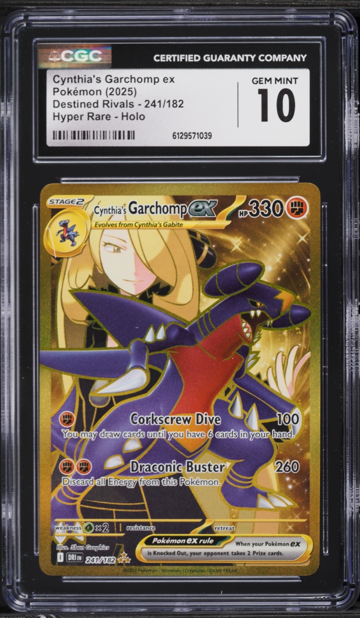 2025 Pokemon Scarlet & Violet Destined Rivals Gold Rare Cynthia's Garchomp ex #241 CGC 10 GEM
