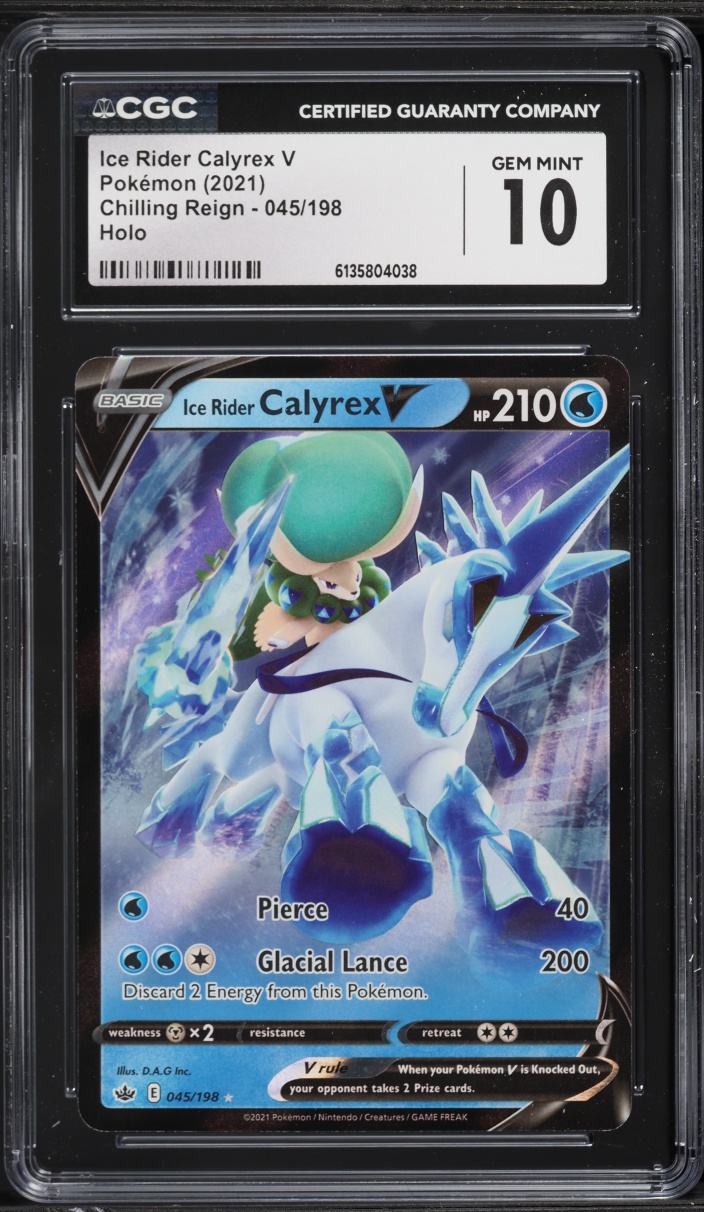 2021 Pokemon Sword & Shield Chilling Reign Holo Ice Rider Calyrex V #45 CGC 10 GEM MINT