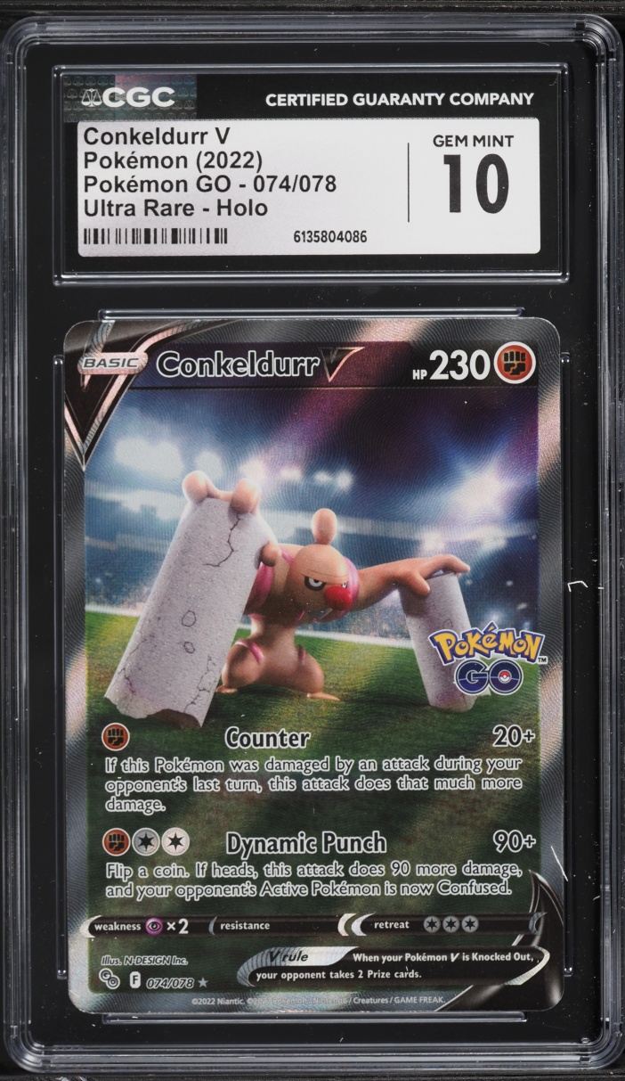 2022 Pokemon Sword & Shield GO Full Art Conkeldurr V #74 CGC 10 GEM MINT