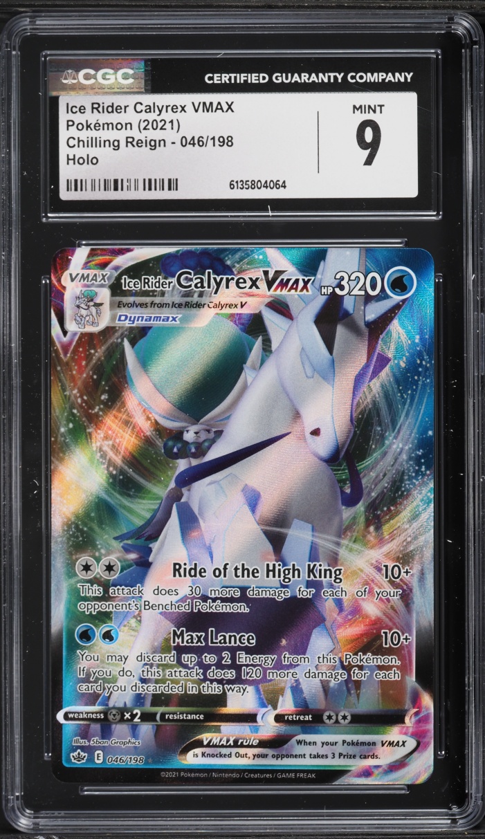 2021 Pokemon Sword & Shield Chilling Reign Full Art Ice Rider Calyrex VMAX #46 CGC 9 MINT