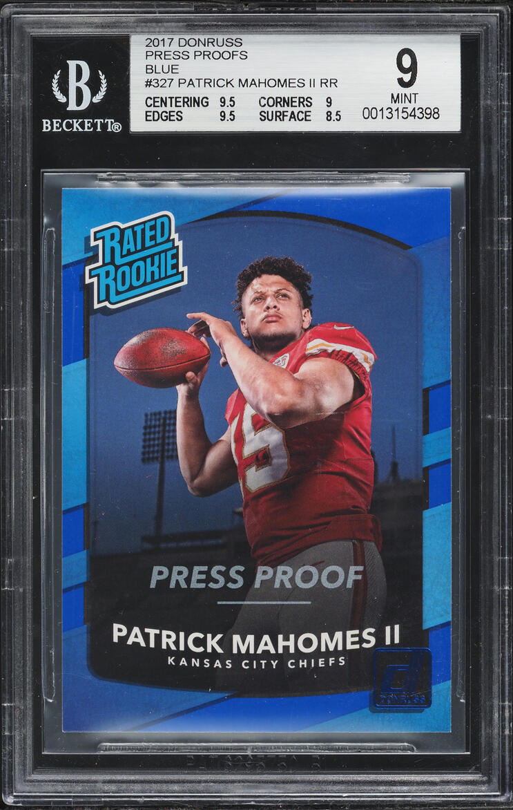 2017 Donruss Press Proof Blue Patrick Mahomes II ROOKIE #327 BGS 9 MINT