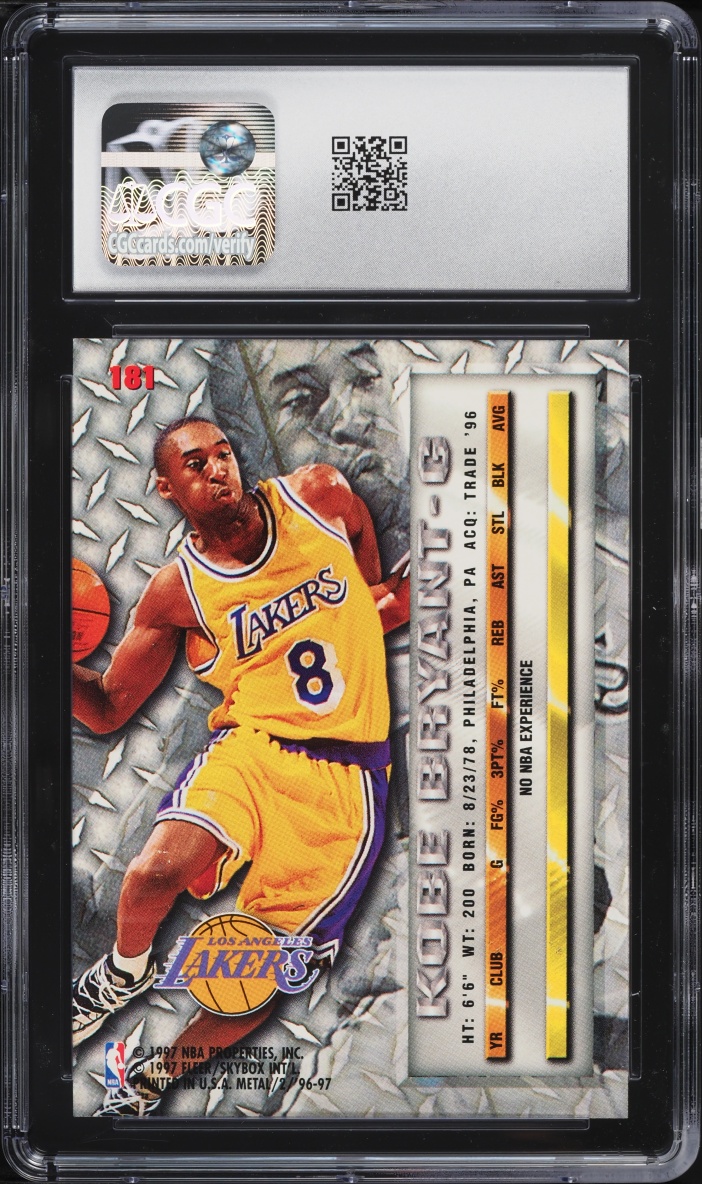 1996 Metal Basketball Kobe Bryant ROOKIE #181 CGC 9 MINT