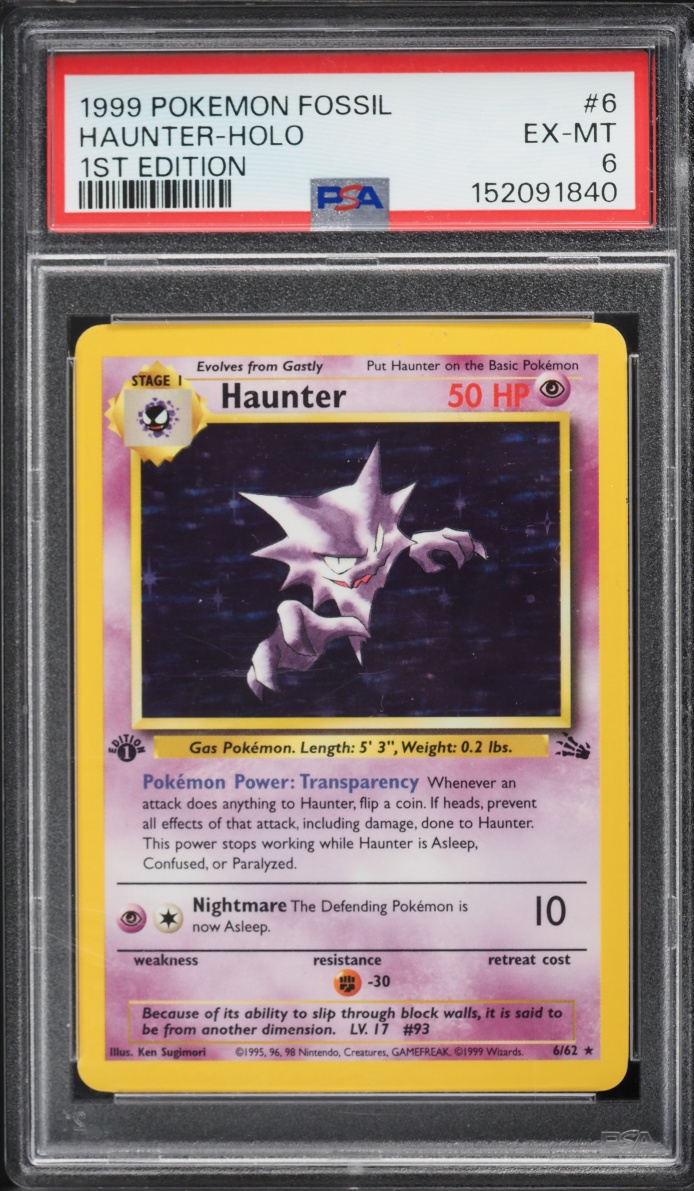 1999 Pokemon Fossil 1st Edition Holo Haunter #6 PSA 6 EXMT