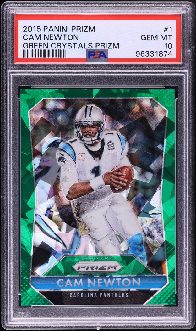 2015 Panini Prizm Green Crystals Cam Newton /75 #1 PSA 10 GEM MINT