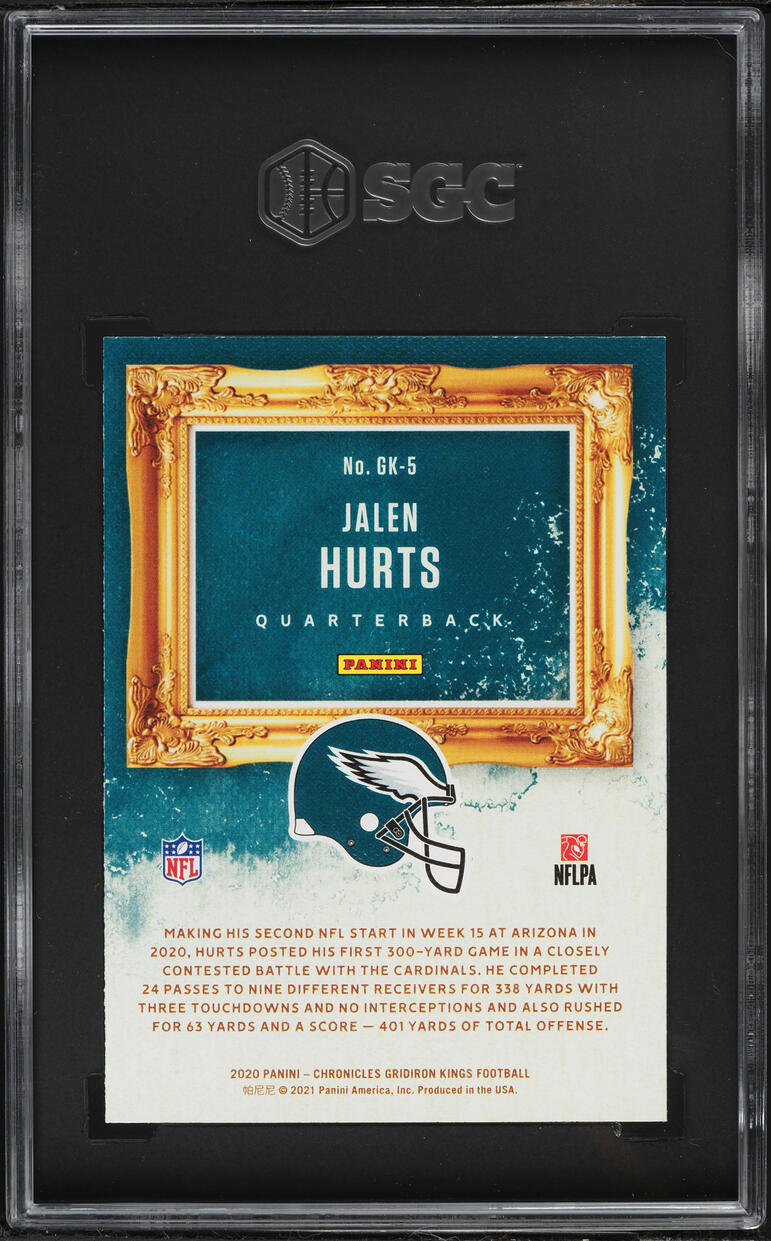 2020 Panini Chronicles Gridiron Kings Jalen Hurts ROOKIE #GK-5 SGC 10 GEM MINT