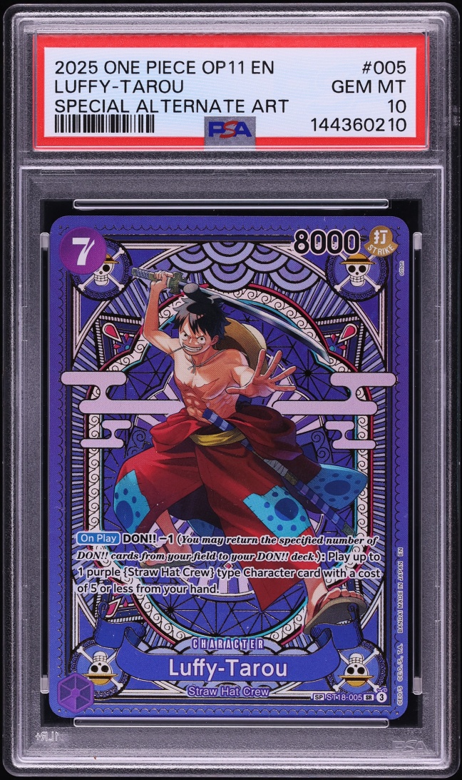2025 One Piece A Fist Of Divine Speed SP SR Alt Art Luffy-Tarou #ST18-005 PSA 10 GEM MINT