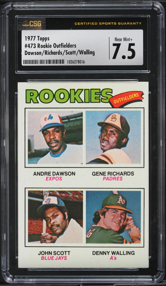 1977 Topps Rookie Outfielders #473 CSG 7.5 NRMT+