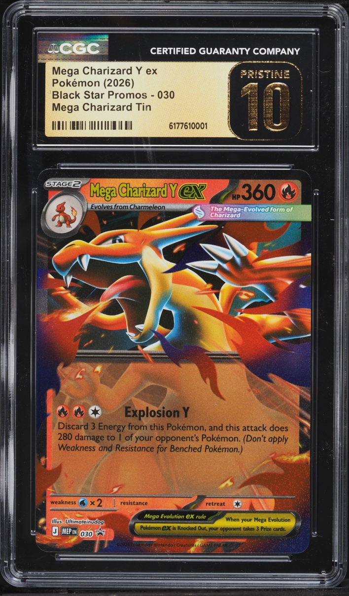2026 Pokemon Mega Evolution Black Star Promo Tin Mega Charizard Y ex #30 CGC 10 PRISTINE