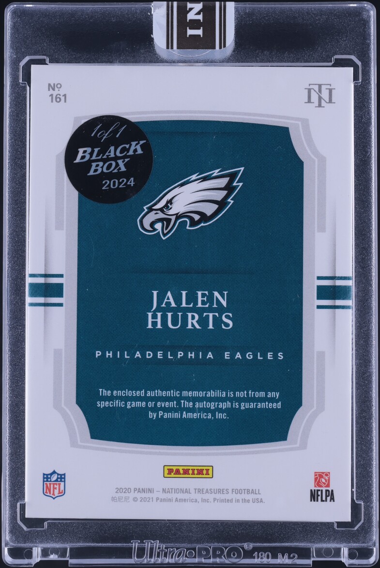 2020 National Treasures '24 Black Box Jalen Hurts ROOKIE PATCH AUTO 1/1 #161