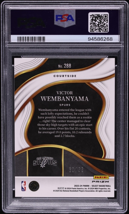 2023 Select Courtside Light Blue Disco Prizm Victor Wembanyama ROOKIE /99 #288 PSA 10 GEM MINT