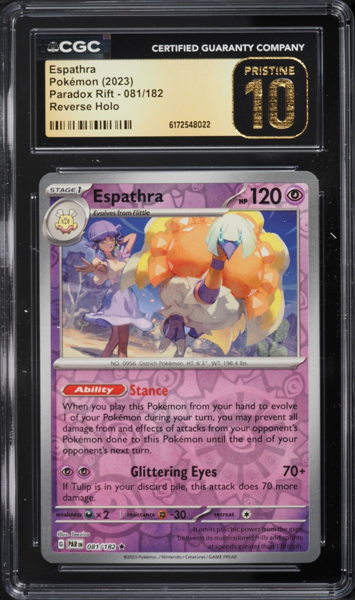 2023 Pokemon Scarlet & Violet Paradox Rift Reverse Holo Espathra #081 CGC 10 PRISTINE