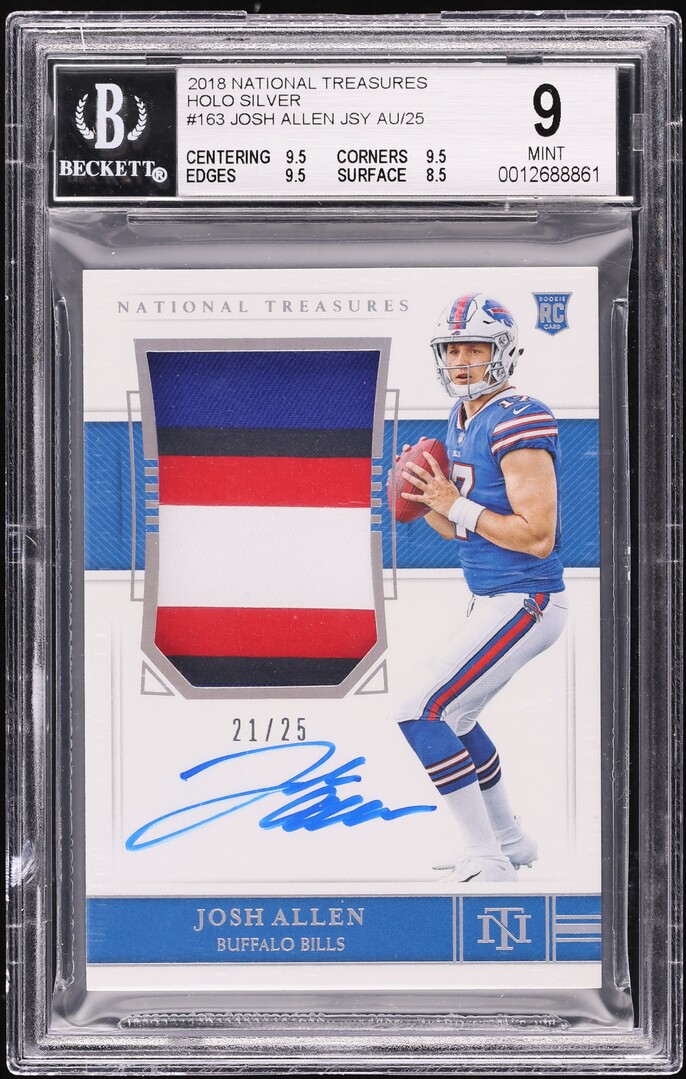 2018 National Treasures Holo Silver Josh Allen ROOKIE PATCH AUTO /25 #163 BGS 9 MINT