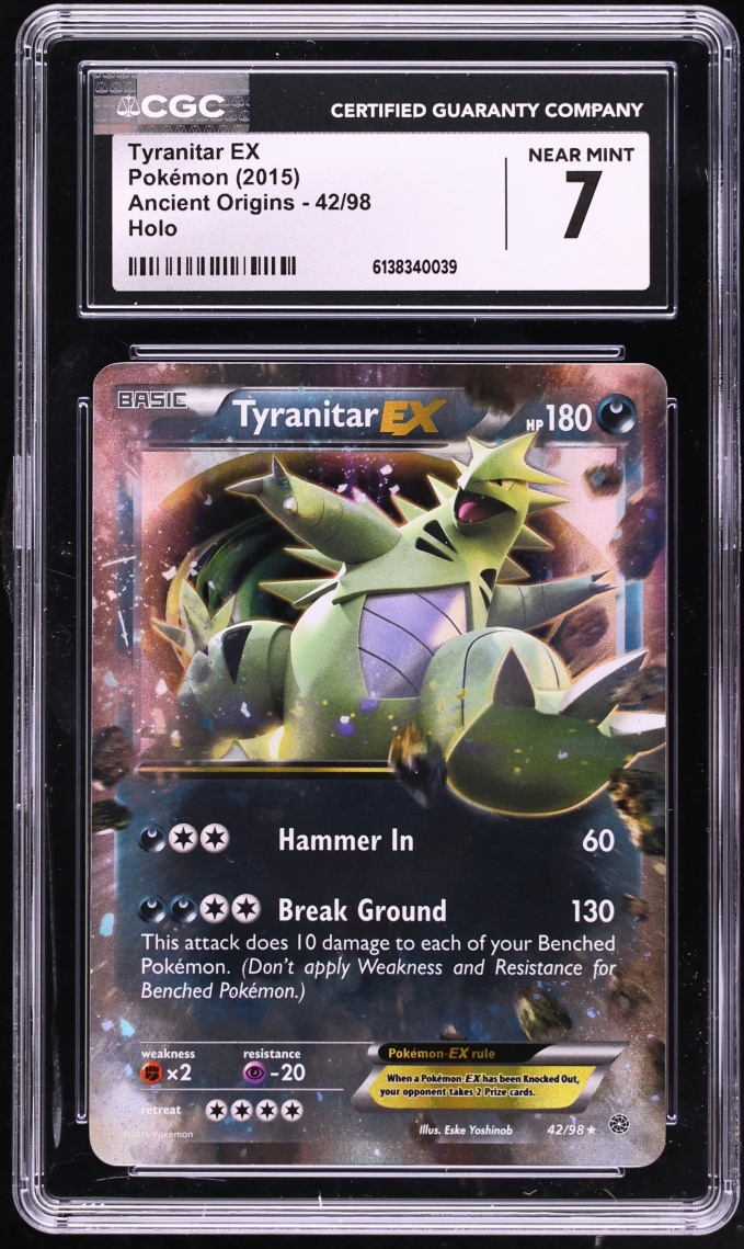 2015 Pokemon XY Ancient Origins Holo Tyranitar EX #42 CGC 7 NRMT