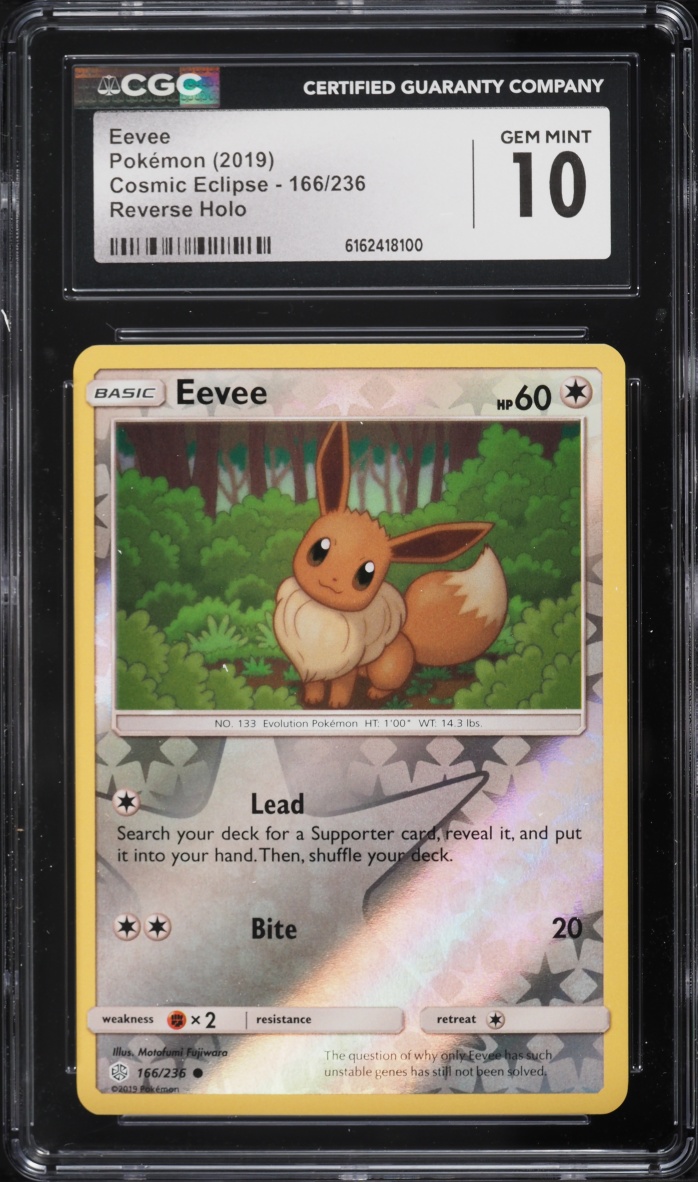 2019 Pokemon Sun & Moon Cosmic Eclipse Reverse Holo Eevee #166 CGC 10 GEM MINT