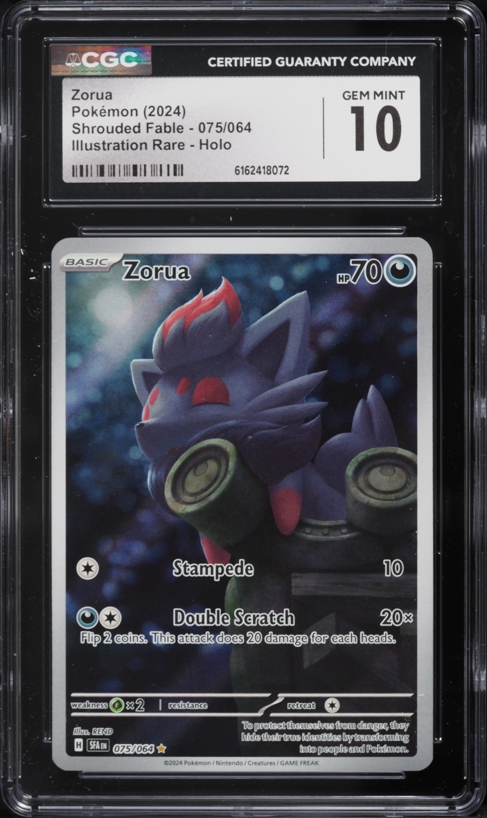 2024 Pokemon Scarlet & Violet Shrouded Fable IR Zorua #75 CGC 10 GEM MINT