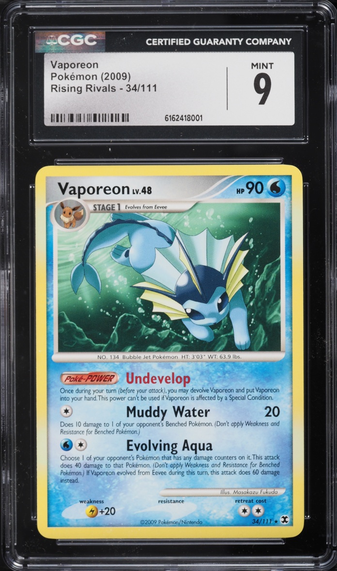 2009 Pokemon Platinum Rising Rivals Vaporeon #34 CGC 9 MINT