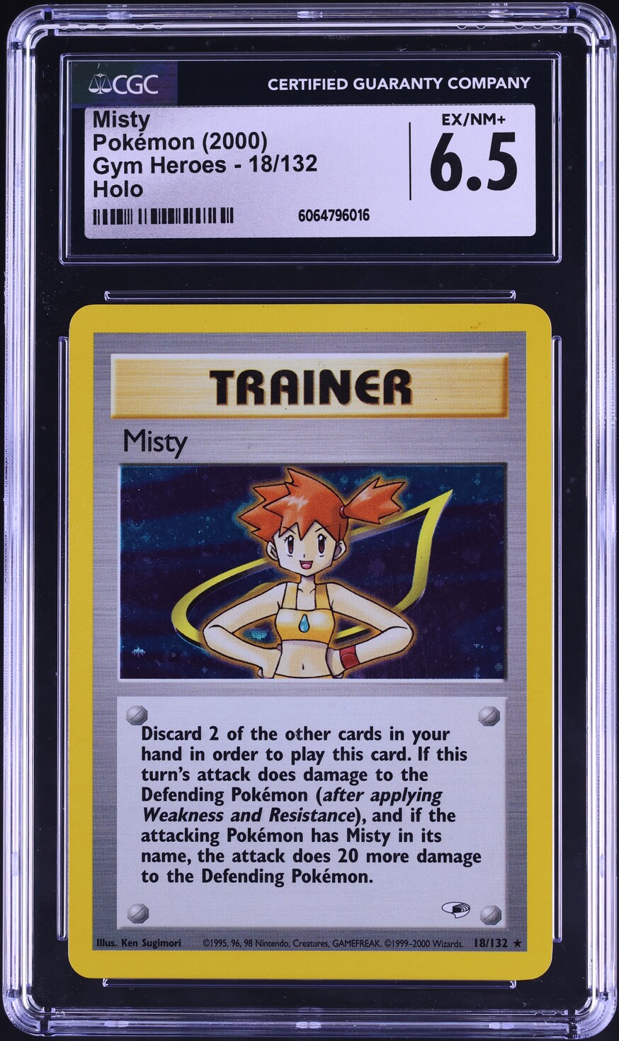 2000 Pokemon Gym Heroes Holo Misty #18 CGC 6.5 EXMT+ - Main Image