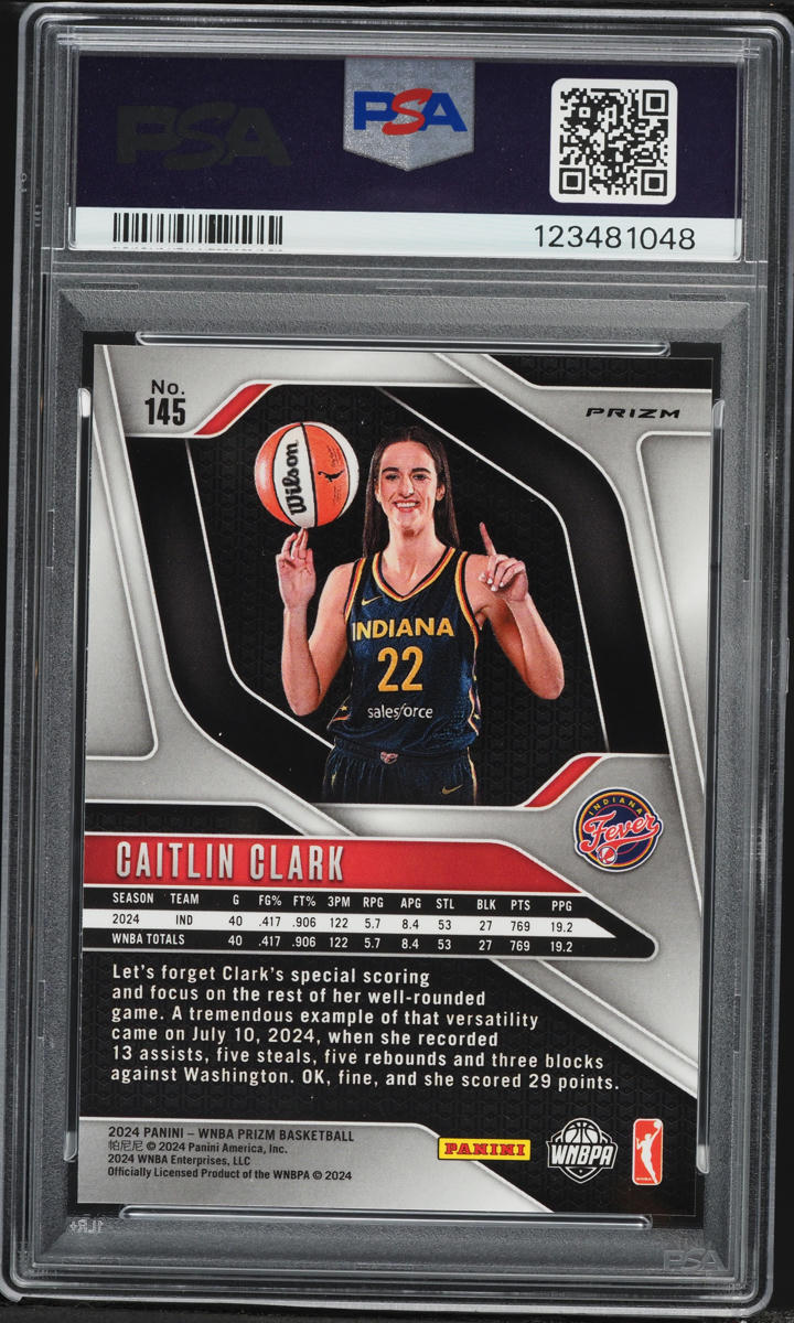 2024 Panini Prizm WNBA Blue Velocity Caitlin Clark ROOKIE #145 PSA 9 MINT