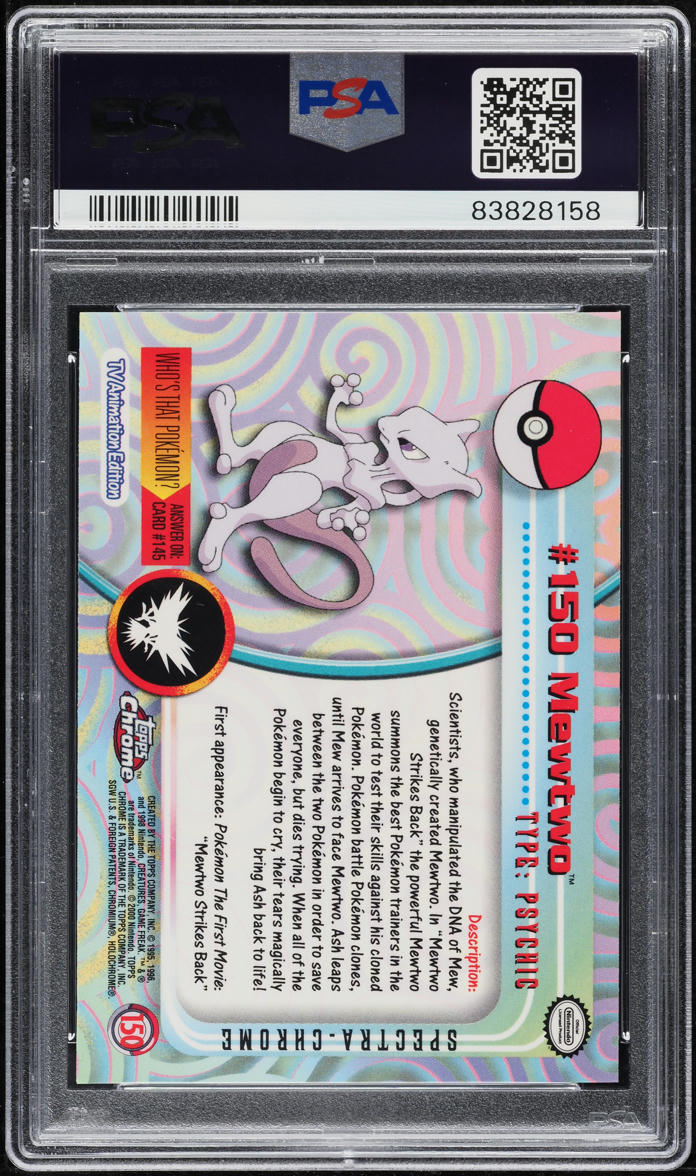 2000 Topps Chrome Pokemon Series 2 Spectra Mewtwo #150 PSA 10 GEM MINT