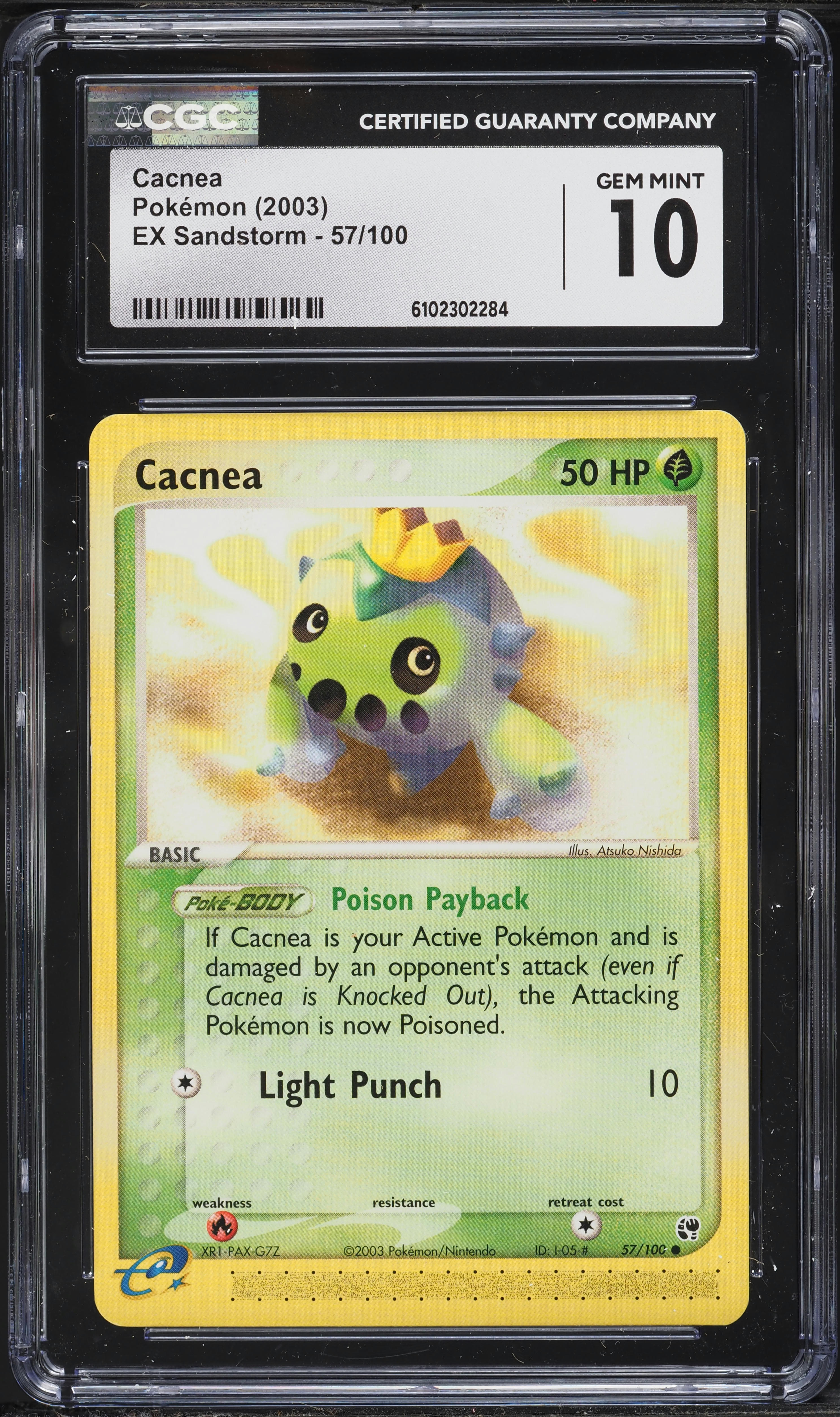 2003 Pokemon Ex Sandstorm Cacnea #57 CGC 10 GEM MINT