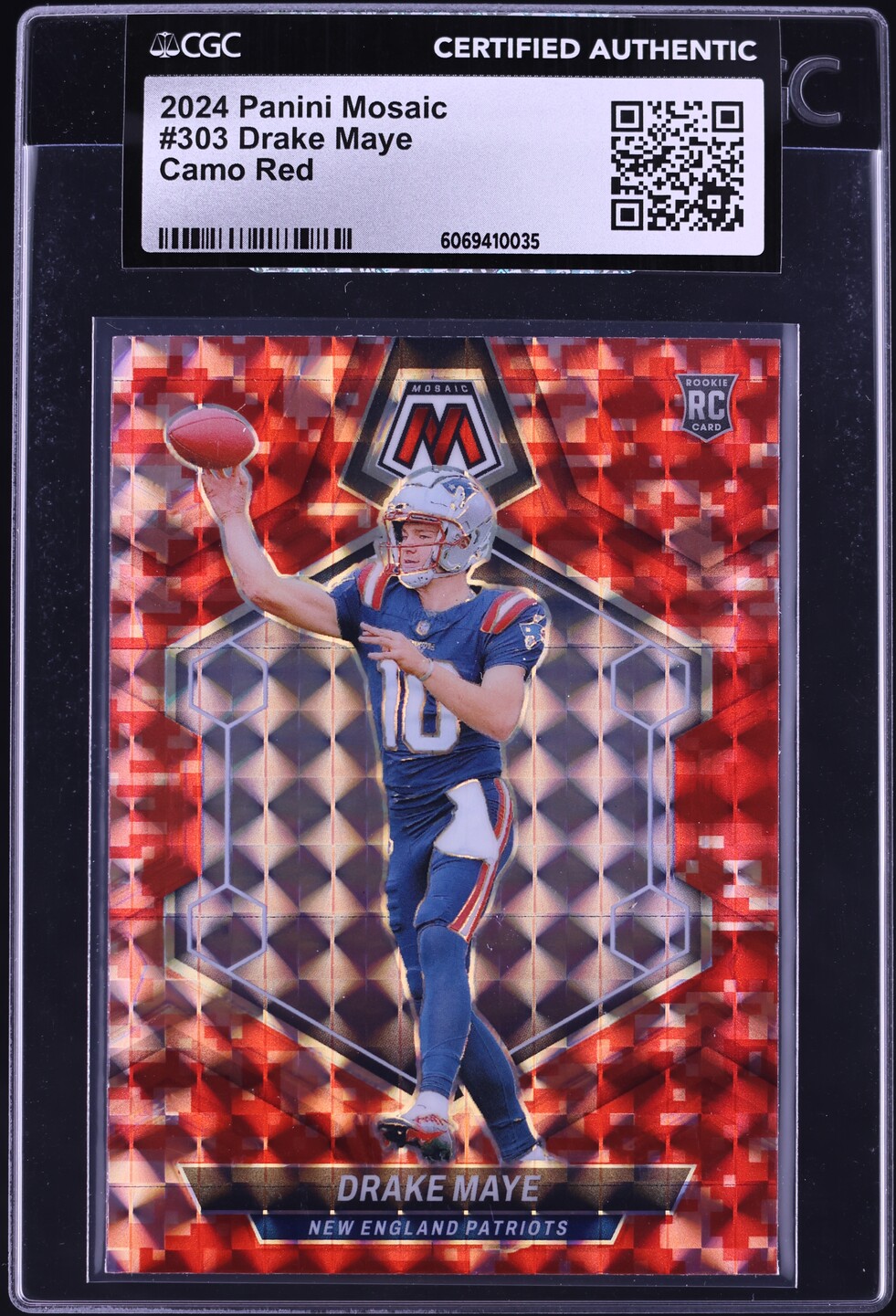 2024 Panini Mosaic Camo Red Drake Maye ROOKIE #303 CGC AUTH