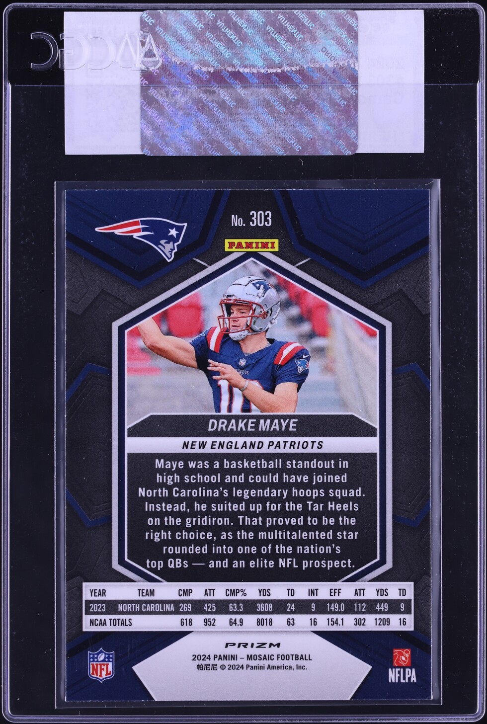 2024 Panini Mosaic Camo Red Drake Maye ROOKIE #303 CGC AUTH