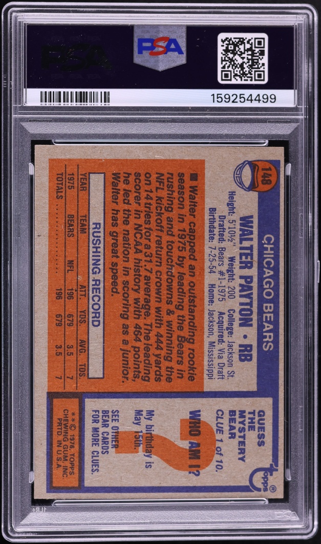1976 Topps Football Walter Payton ROOKIE #148 PSA 9 MINT