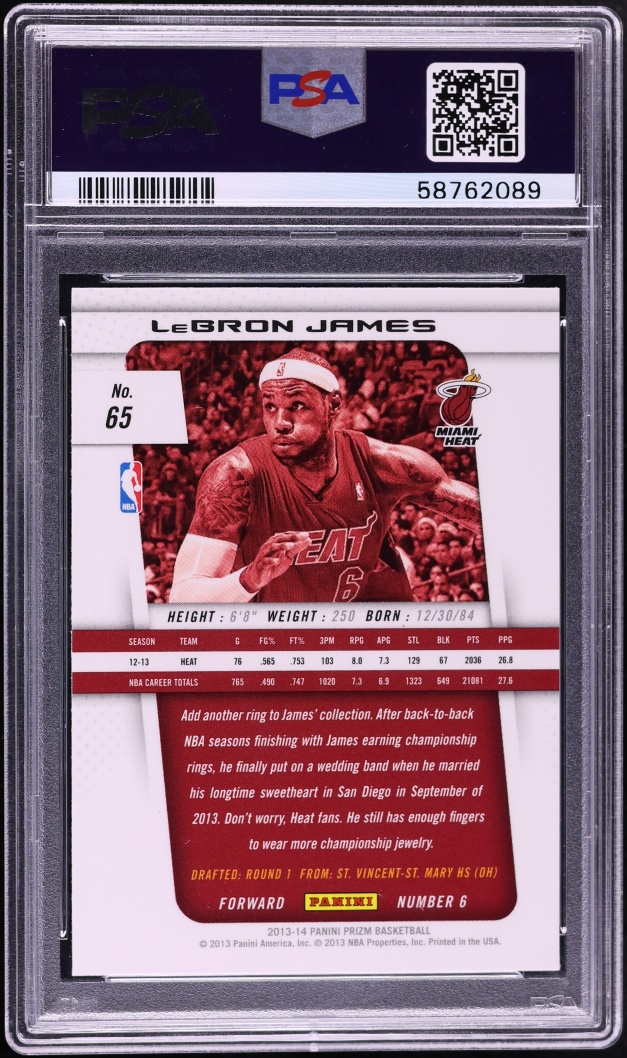 2013 Panini Prizm LeBron James #65 PSA 10 GEM MINT