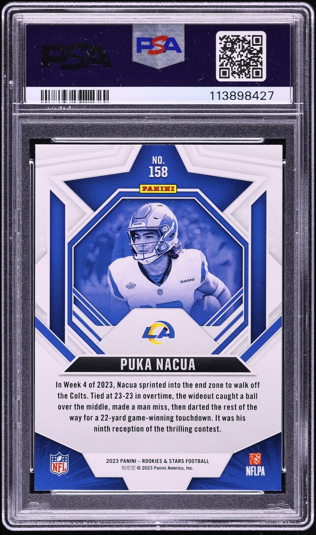 2023 Panini Rookies & Stars Puka Nacua ROOKIE #158 PSA 9 MINT