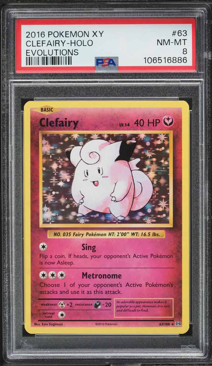 2016 Pokemon XY Evolutions Holo Clefairy #63 PSA 8 NM-MT
