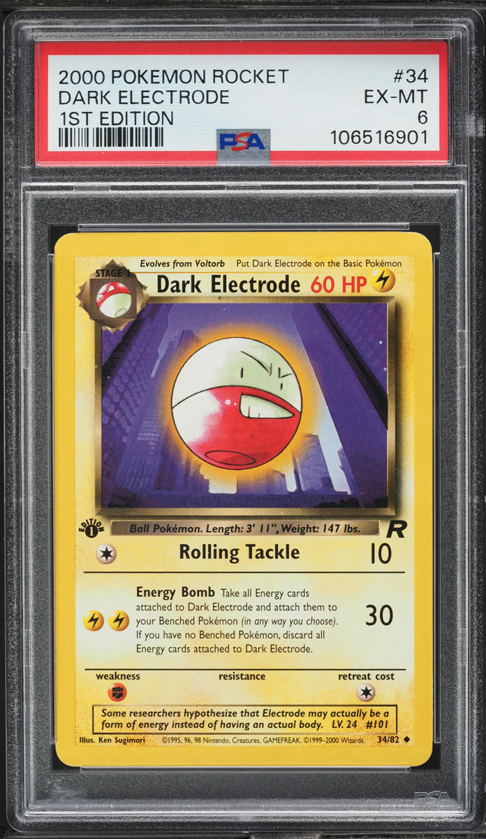 2000 Pokemon Team Rocket 1st Edition Dark Electrode #34 PSA 6 EXMT